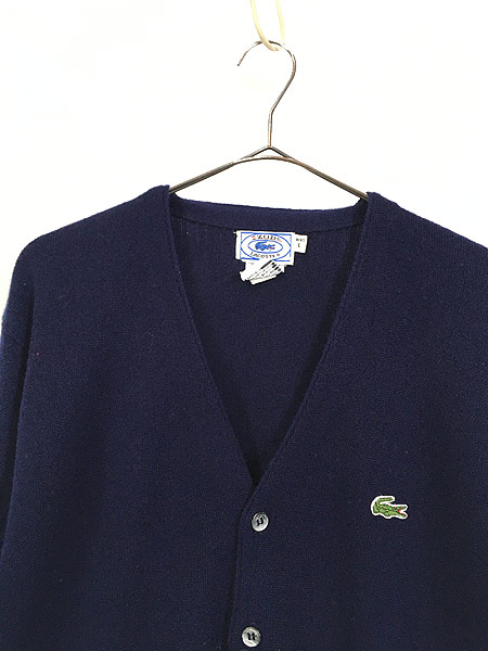 古着 80s IZOD LACOSTE ワニ ワッペン アクリル ニット カーディガン