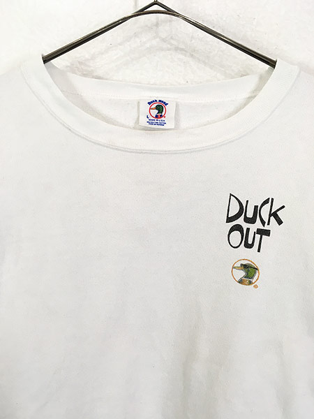 古着 90s USA製 Duck Head 「DUCK OUT」 両面 スウェット トレーナー L 古着