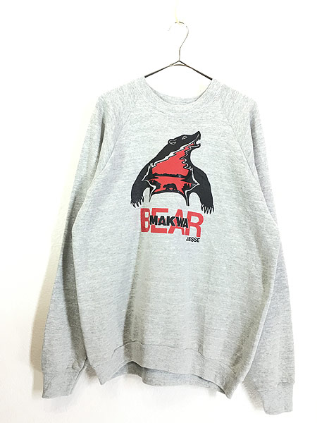 古着 80s USA製 MAKWA BEAR クマ アニマル スウェット トレーナー XL ...