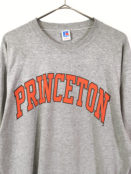 古着 90s Russell 「PRINCETON」 アーチ 長袖 Tシャツ ロンT L 古着