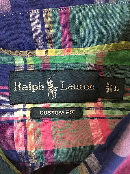 古着 90s Ralph Lauren ワンポイント インド綿 マドラス チェック