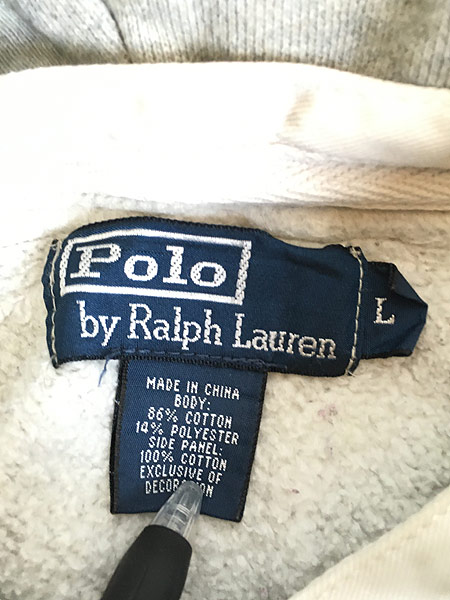[8] 古着 Polo Ralph Lauren エンブレム 刺しゅう スウェット ラガー フーディー パーカー L 古着