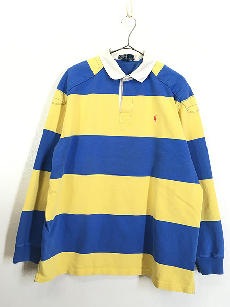 古着 90s Polo Ralph Lauren 太ピッチ パステル ボーダー ラガー