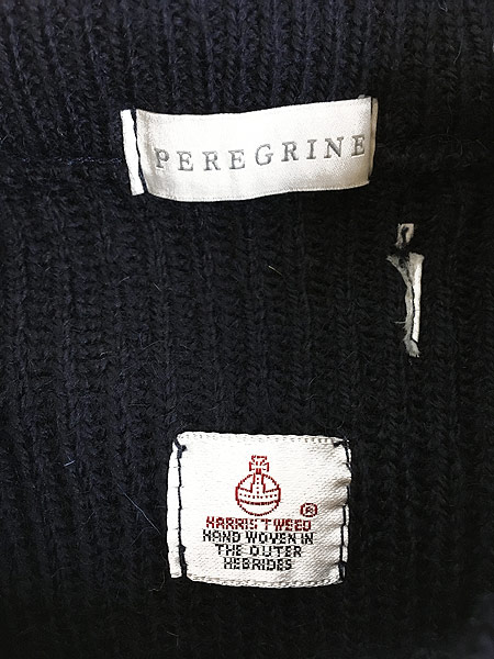 古着 英国製 Peregrine × Harris Tweed ツイード パッチ クレイジー ウール ニット セーター XL位 古着
