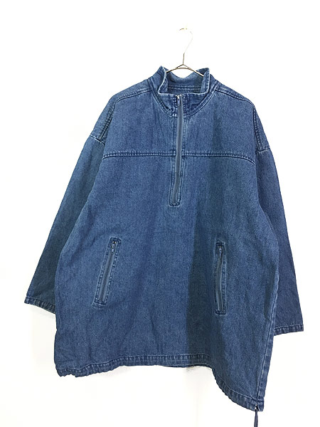 古着 90s Ireland製 Lee Valley ハーフジップ デニム スモック