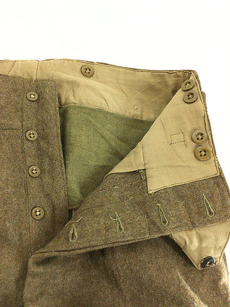 古着 50s イギリス軍 「1949 Pattern」 ヘビー ウール カーゴ トラウザーズ バトルドレス パンツ 16 美品!! 古着