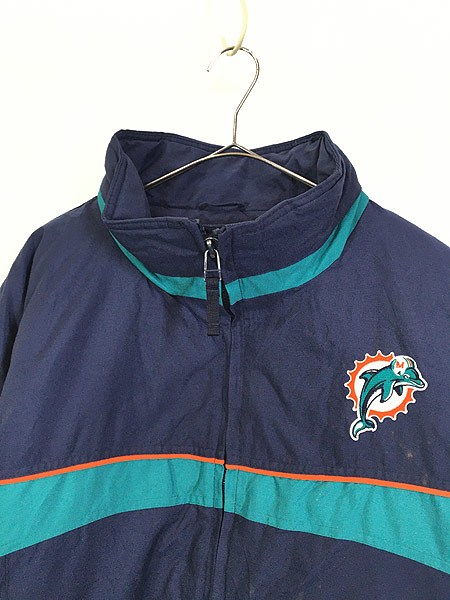 古着 Reebok NFL MIAMI Dolphins ドルフィンズ 両面 パデット ナイロン