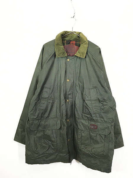 古着 80s USA製 WoolRich 裏地チェック 比翼 オイルド コーティング