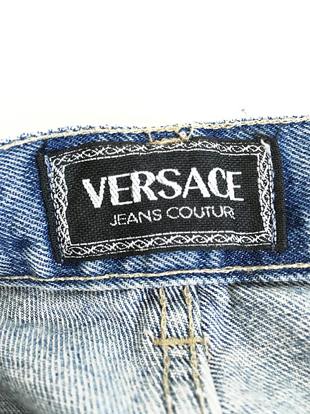 古着 90s Versace ヴェルサーチ ブルー デニム テーパード パンツ