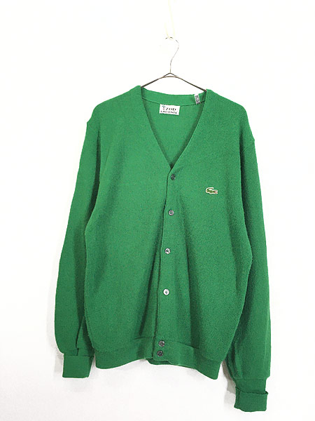 古着 80s IZOD LACOSTE ワニ ワッペン アクリル ニット カーディガン