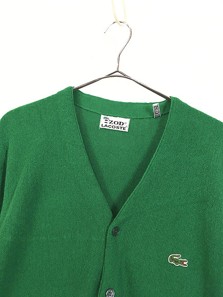 古着 80s IZOD LACOSTE ワニ ワッペン アクリル ニット カーディガン