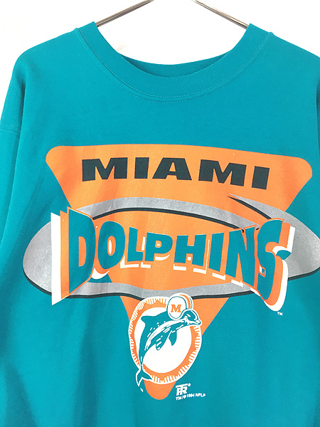 古着 90s USA製 NFL Miami Dolphins ドルフィンズ BIG プリント スウェット トレーナー L 古着 - 古着 通販