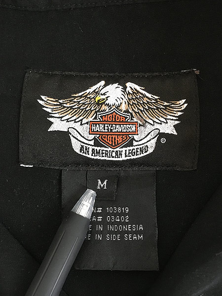 古着 HARLEY DAVIDSON ハーレー ヘビ コブラ ボックス 開襟 チカーノ