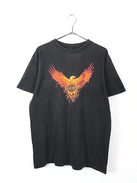 古着 90s USA製 HARLEY DAVIDSON ハーレー ファイヤー イーグル Tシャツ XL位【10off】 - 古着 通販 ヴィンテージ　 古着屋 Dracaena ドラセナ