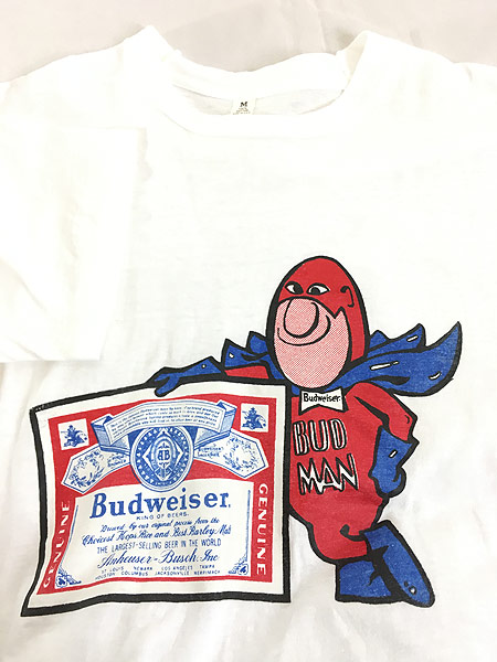 古着 90s USA製 Budweiser バドワイザー 「BUD MAN」 企業 キャラクター Tシャツ M 古着 - 古着 通販 ヴィンテージ　 古着屋 Dracaena ドラセナ
