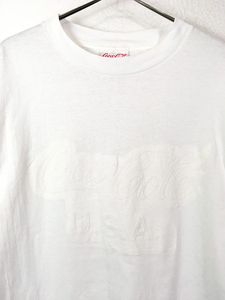 古着 90s USA製 Coca-Cola コーラ 凸凹 エンボス 加工 企業 Tシャツ XL