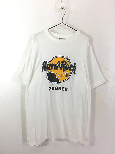 古着 90s Hard Rock Cafe 「ZAGREB」 だまし絵 ハードロック Tシャツ