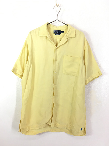 古着 90s Polo Ralph Lauren 「CALDWELL」 リネン シルク 開襟 半袖