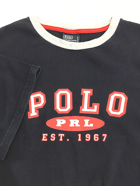 古着 90s Polo Ralph Lauren 3段 ロゴ プリント Tシャツ L 古着 - 古着 通販 ヴィンテージ　古着屋 Dracaena  ドラセナ
