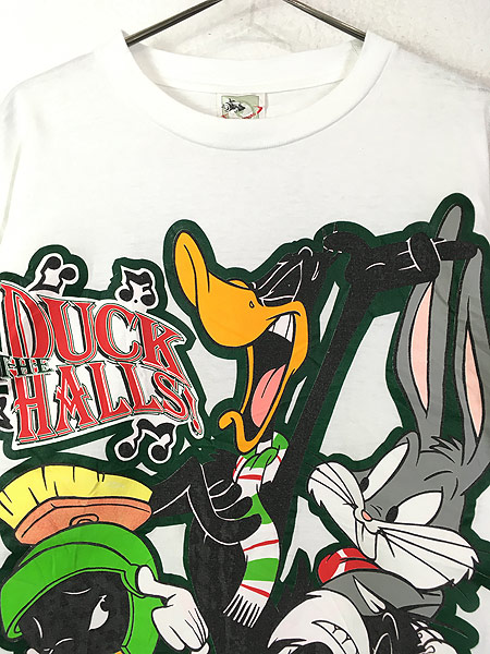 古着 90s LOONEY TUNES ダフィー ダック 両面 BIG プリント Tシャツ L