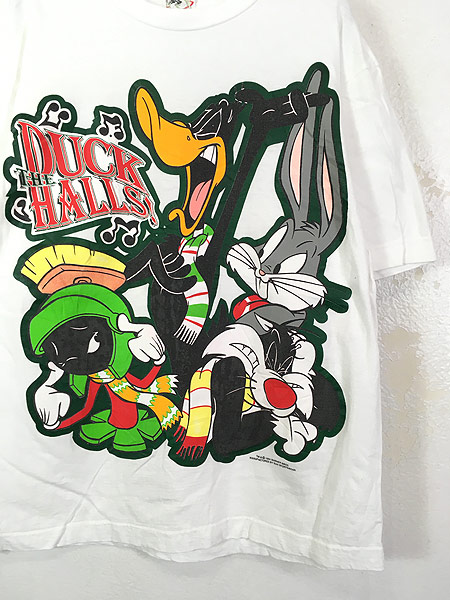 古着 90s LOONEY TUNES ダフィー ダック 両面 BIG プリント Tシャツ L