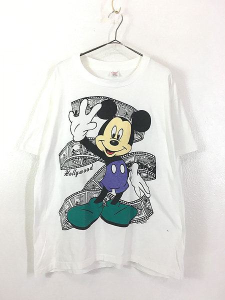 古着 90s USA製 Disney Mickey ミッキー ムービー フィルム Tシャツ XL