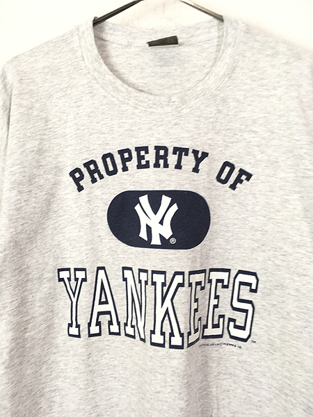 古着 90s USA製 MLB NY Yankees ヤンキース 4段 プリント Tシャツ XL 