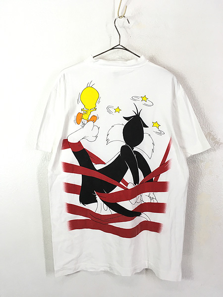 古着 90s LOONEY TUNES シルベスター トゥイーティー 両面 プリント T