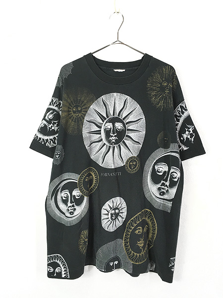 古着 90s FORNASETTI 太陽 オールオーバー アート Tシャツ XL位 古着