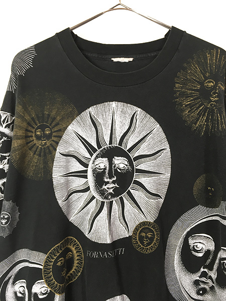 古着 90s FORNASETTI 太陽 オールオーバー アート Tシャツ XL位 古着