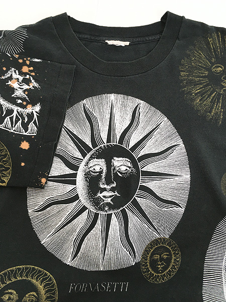 古着 90s FORNASETTI 太陽 オールオーバー アート Tシャツ XL位 古着