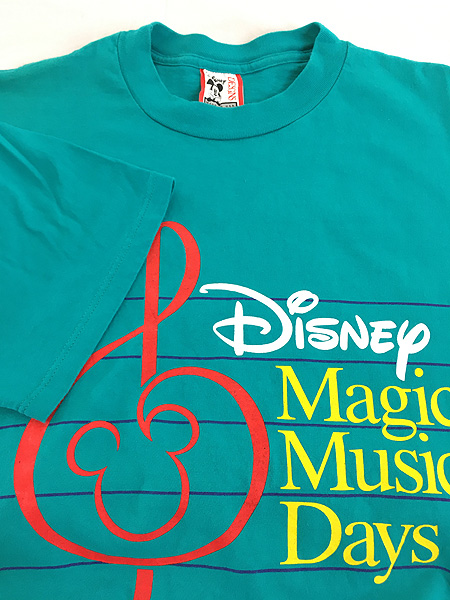 古着 90s USA製 Disney Mickey ミッキー 「Magic Music Days」 音符 T 