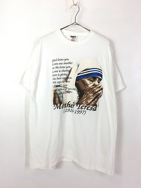 古着 90s Mother Teresa 聖母 マザー テレサ 追悼 メッセージ 偉人 T