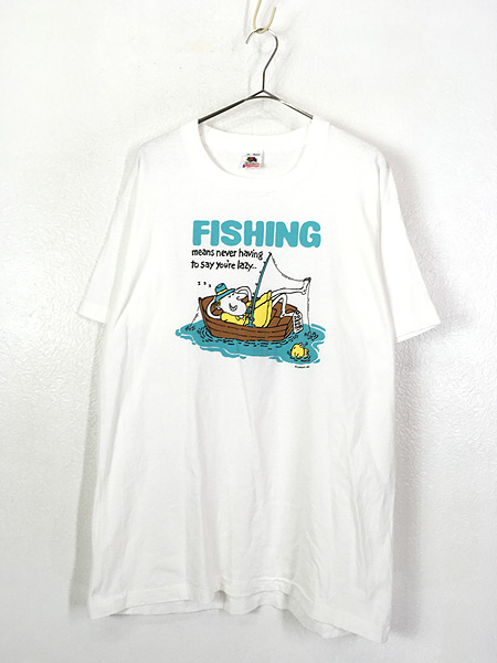 90s USA製 FRUIT OF THE LOOM tシャツ 釣り プリント