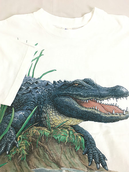 古着 90s USA製 ワニ アリゲーター アニマル プリント Tシャツ XL 古着