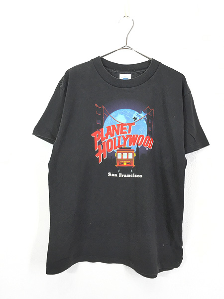古着 90s USA製 PLANET HOLLYWOOD 「San Francisco」 路面電車 BIG ロゴ Tシャツ L 古着【10off】 -  古着 通販 ヴィンテージ　古着屋 Dracaena ドラセナ