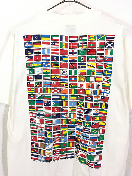 アメリカ 古着 Tシャツ 国旗 地球 - Tシャツ