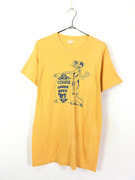 古着 90s USA製 Pink Panther ピンクパンサー 「GREEK WEEK 81」 両面 Tシャツ XL 古着【10off】 - 古着  通販 ヴィンテージ　古着屋 Dracaena ドラセナ