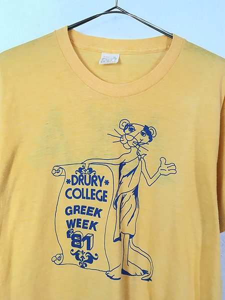 古着 90s USA製 Pink Panther ピンクパンサー 「GREEK WEEK 81」 両面 Tシャツ XL 古着【10off】 - 古着  通販 ヴィンテージ　古着屋 Dracaena ドラセナ