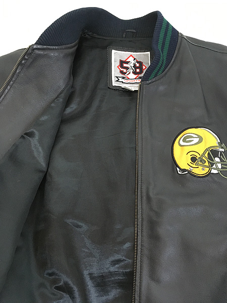 古着 90s NFL Green Bay Packers パッカーズ 本革 オールレザー 