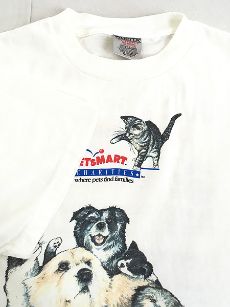 古着 90s PETｓ MART 犬 猫 マルチ リアル グラフィック ペット 企業 T