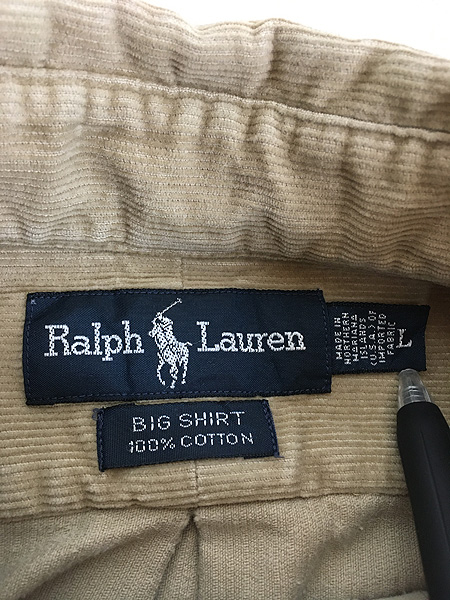 古着 90s Ralph Lauren 「BIG SHIRT」 ワンポイント 刺しゅう