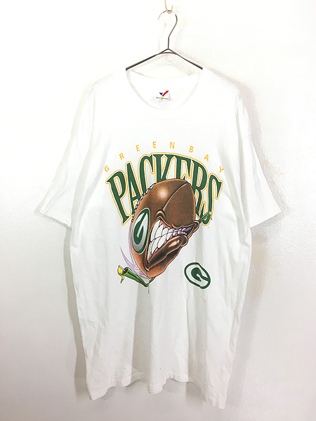 古着 90s USA製 NFL Green Bay Packers パッカーズ ボール グラフィック Tシャツ XL 古着