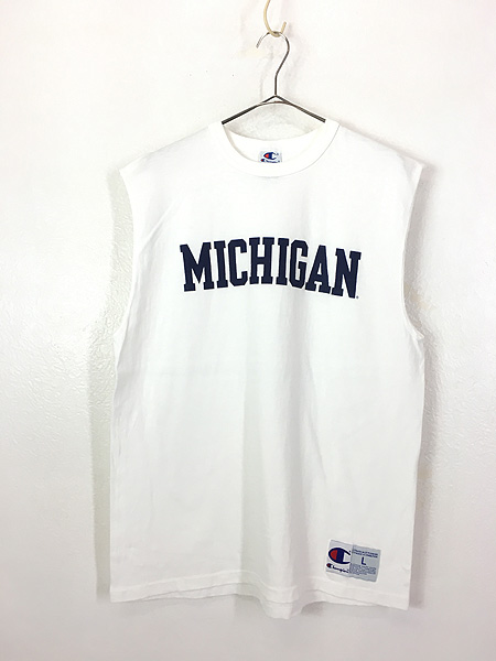 古着 90s USA製 Champion 「MICHIGAN」 ノースリーブ Tシャツ タンク