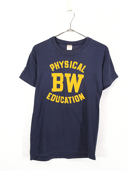 古着 60s USA製 Champion 「PHYSICAL BW EDUCATION」 3段 100%コットン Tシャツ M 美品!! 古着