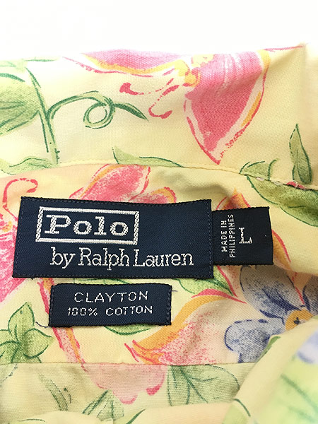 古着 90s Polo Ralph Lauren 「CLAYTON」 ボタニカル 花柄 開襟