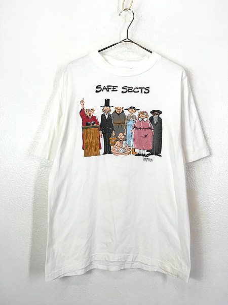 古着 90s USA製 Moench 「Safe Sects」 宗派 ポップ アート Tシャツ L