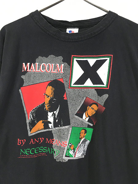 古着 90s USA製 MALCOLM X 「By Any Means Necessary」 ブラック ...