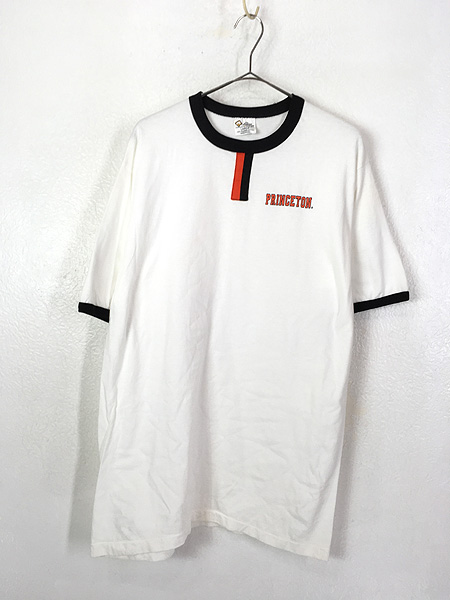 古着 80s USA製 PRINCETON チョコチン カレッジ リンガー Tシャツ L