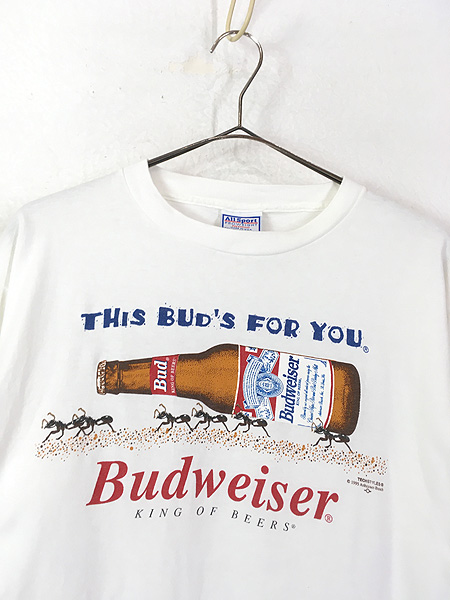 古着 90s USA製 Budweiser バドワイザー ビール アリ 企業 Tシャツ L